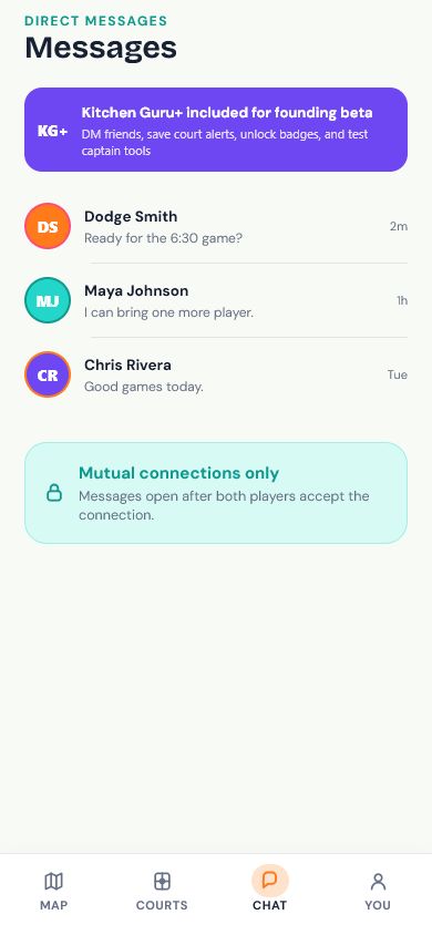 Kitchen Guru messages for players who chose to connect